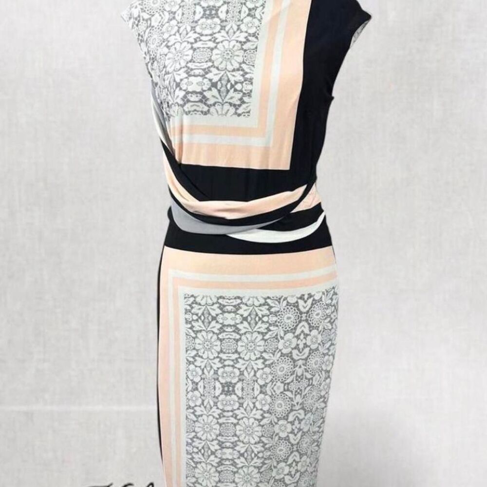 Coquette Classic Office Style Patchwork Aesthetic Sleeveless Zip Pencil Dress